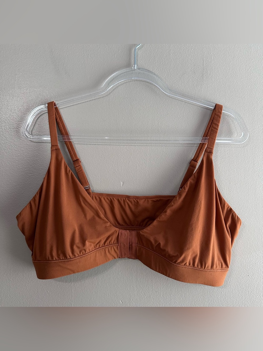 SKIMS Orange Front Closure Triangle Plunge Stretch Wireless Bra Womens 4X